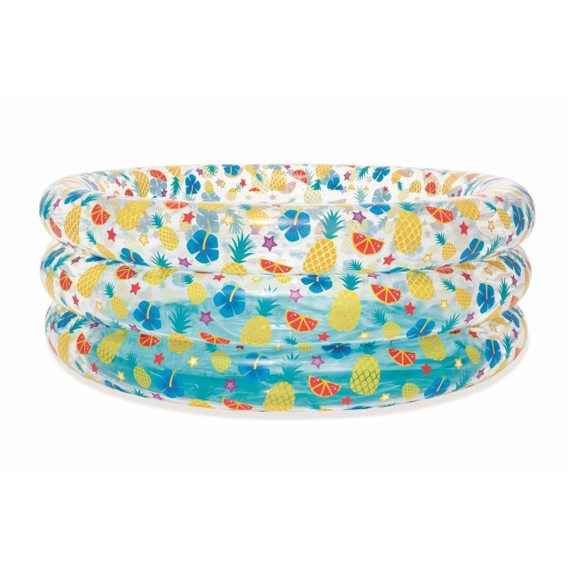 Bestway Piscina Gonfiabile 3 Anelli Trasparente Tropicale 150x53 cm +6