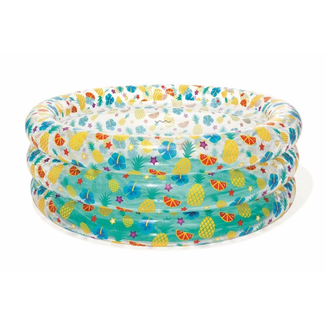 Bestway Aufblasbares Pool 3 Ringe Transparent Tropical 150x53 cm +6 Ja