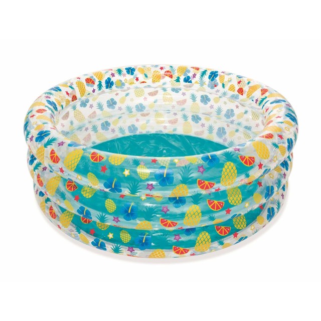 Bestway Piscina Hinchable 3 Aros Transparente Tropical 150x53 cm +6 A