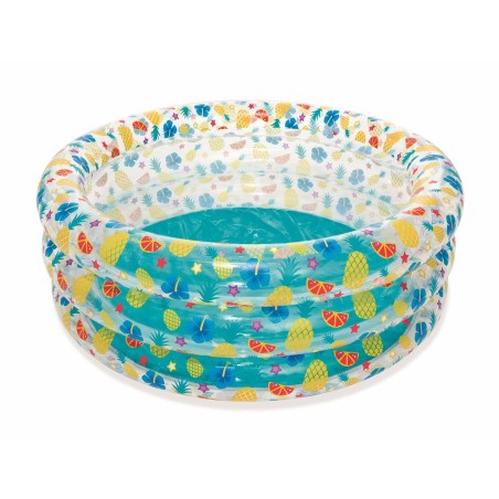 Bestway Piscine Gonflable 3 Anneaux Transparent Tropical 150x53 cm +6