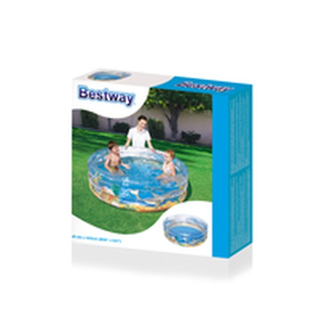 Bestway Piscina Hinchable 3 Aros Transparente Tropical 150x53 cm +6 A