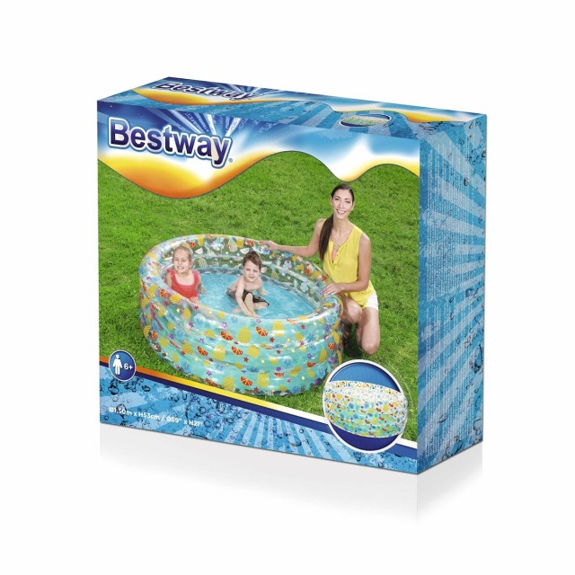 Bestway Piscina Hinchable 3 Aros Transparente Tropical 150x53 cm +6 A