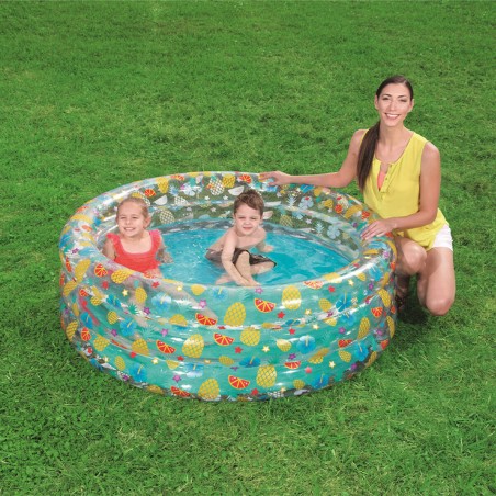 Bestway Piscina Hinchable 3 Aros Transparente Tropical 150x53 cm +6 A