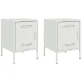 Tables de chevet 2 pcs blanc 36x39x50,5 cm acier