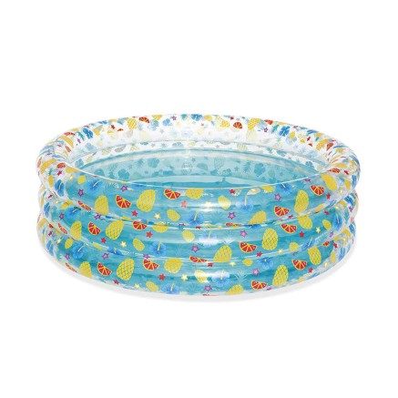 Bestway Piscina Gonfiabile 3 Anelli Trasparente Tropicale 170x53 cm +6