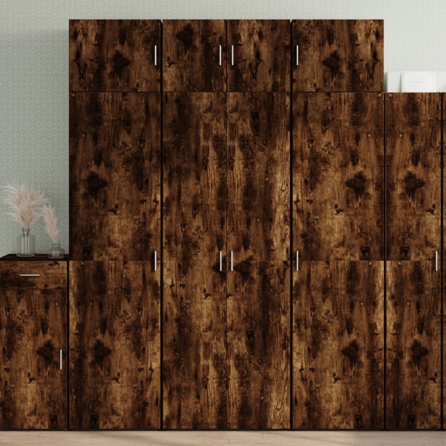 Armoire de rangement chêne fumé 70x42,5x225cm bois d'ingénierie