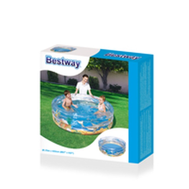 Bestway Piscine Gonflable 3 Anneaux Transparent Tropical 170x53 cm +6