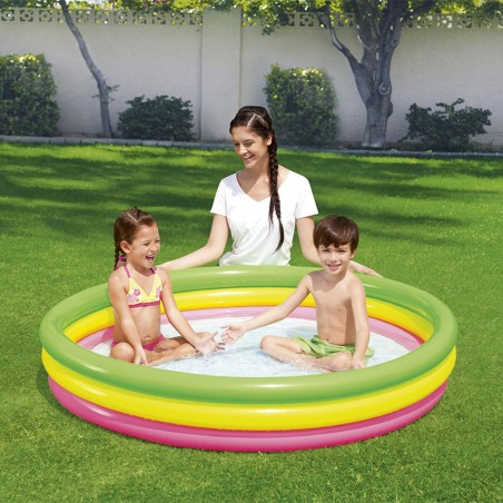 Bestway Piscine Gonflable 3 Anneaux Sol Rembourré 152x30cm +2 Ans Jar
