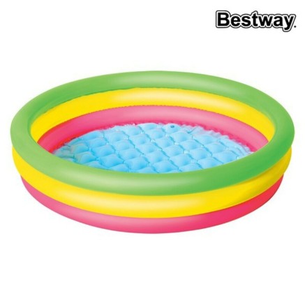 Bestway Piscine Gonflable Enfant 3 Anneaux Sol Rembourré 102x25 cm +2
