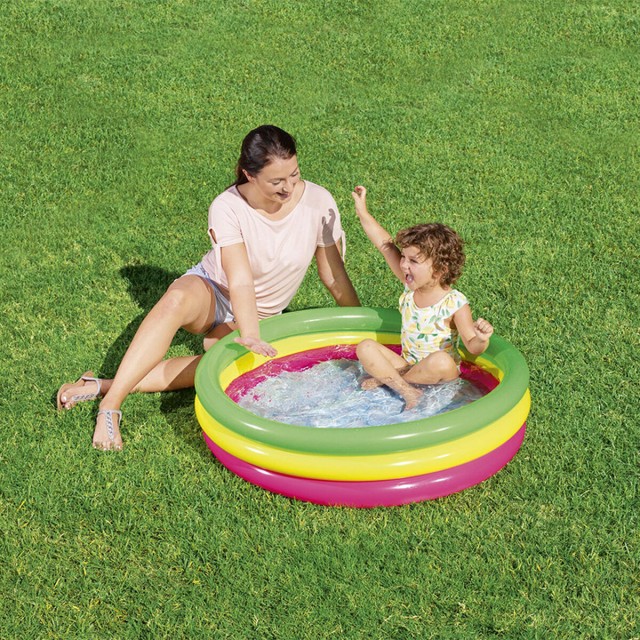 Bestway Piscina Gonfiabile Infantile 3 Anelli Fondo Imbottito 102x25 c