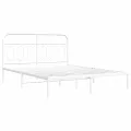 Cadre de lit métal sans matelas et tête de lit blanc 140x200 cm