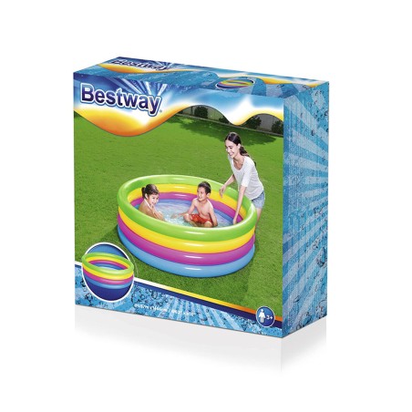 Bestway Aufblasbares Kinderbecken 4 Ringe Regenbogen 157x46 cm +3 Jahr