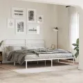 Cadre de lit métal sans matelas et tête de lit blanc 200x200 cm