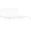 Cadre de lit métal sans matelas et tête de lit blanc 200x200 cm