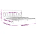 Cadre de lit métal sans matelas et tête de lit blanc 200x200 cm