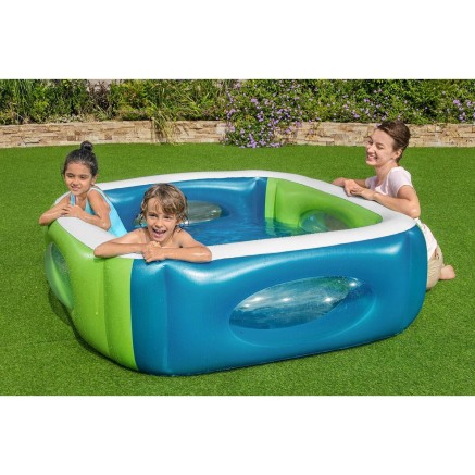 Bestway Piscina Hinchable con Mirillas 168x168x56 cm +6 Años Jardin 5 2