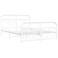 Cadre de lit métal sans matelas et pied de lit blanc 150x200 cm