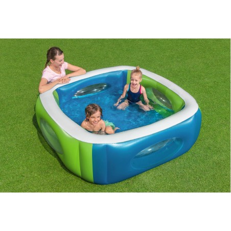 Bestway Aufblasbarer Pool mit Fenstern 168x168x56 cm +6 Jahre Garten 5