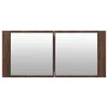 Armoire à miroir à LED de bain chêne marron 100x12x45 cm