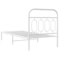 Cadre de lit métal sans matelas avec tête de lit blanc 90x200cm