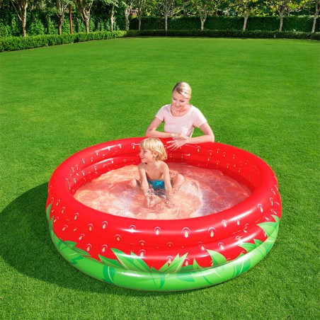 Bestway Piscina Gonfiabile Infantile 3 Anelli Fragola 168x38 cm +2 Ann