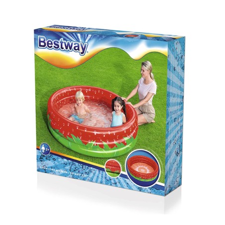 Bestway Aufblasbares Kinderbecken 3 Ringe Erdbeere 168x38 cm +2 Jahre