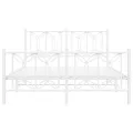 Cadre de lit métal sans matelas et pied de lit blanc 135x190 cm