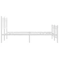Cadre de lit métal sans matelas et pied de lit blanc 135x190 cm