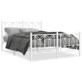 Cadre de lit métal sans matelas et pied de lit blanc 140x200 cm