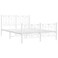 Cadre de lit métal sans matelas et pied de lit blanc 140x200 cm