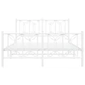 Cadre de lit métal sans matelas et pied de lit blanc 140x200 cm