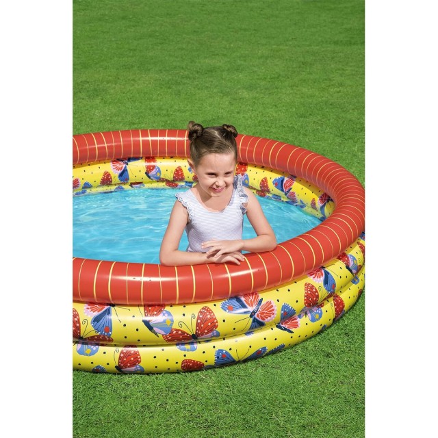 Bestway Piscina Gonfiabile per Bambini 3 Anelli Farfalle 168x38 cm +2