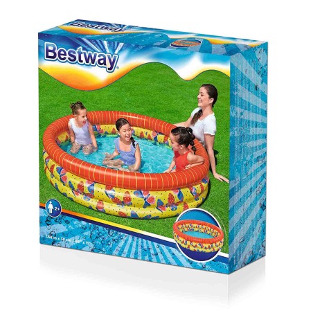 Bestway Piscina Gonfiabile per Bambini 3 Anelli Farfalle 168x38 cm +2