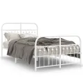 Cadre de lit métal sans matelas et pied de lit blanc 120x200 cm