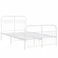 Cadre de lit métal sans matelas et pied de lit blanc 120x200 cm