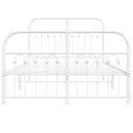 Cadre de lit métal sans matelas et pied de lit blanc 120x200 cm