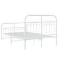Cadre de lit métal sans matelas et pied de lit blanc 120x200 cm