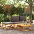 Repose-pied de jardin avec coussins bois massif d'acacia