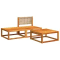 Salon de jardin avec coussins 3 pcs bois massif d'acacia