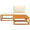 Salon de jardin avec coussins 3 pcs bois massif d'acacia
