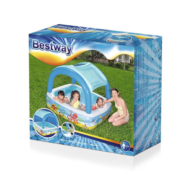 Bestway Piscina Hinchable Infantil Techo Desmontable 140x140x114 cm +2
