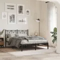 Cadre de lit métal sans matelas avec tête de lit noir 140x190cm