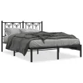 Cadre de lit métal sans matelas avec tête de lit noir 140x190cm
