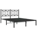 Cadre de lit métal sans matelas avec tête de lit noir 140x190cm