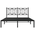 Cadre de lit métal sans matelas avec tête de lit noir 140x190cm