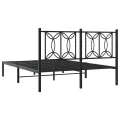 Cadre de lit métal sans matelas avec tête de lit noir 140x190cm