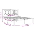 Cadre de lit métal sans matelas avec tête de lit noir 140x190cm
