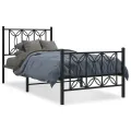 Cadre de lit métal sans matelas avec pied de lit noir 80x200 cm
