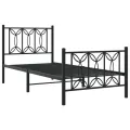 Cadre de lit métal sans matelas avec pied de lit noir 80x200 cm