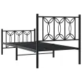 Cadre de lit métal sans matelas avec pied de lit noir 80x200 cm